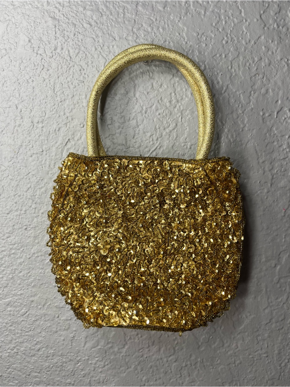 La Regale Gold Sequin Mini Tote